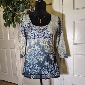 Y2k Boho Indigo Cottagecore Fairy Mesh Top Size Medium/T409